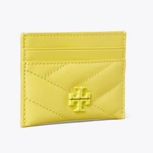 RARE NEW Tory Burch Kira Chevron Card Holder in Neon Yellow